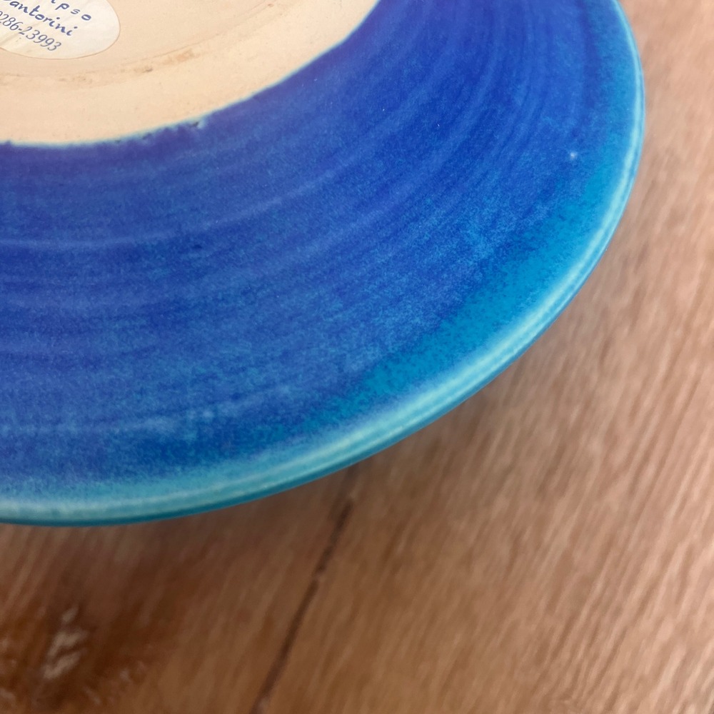 Kalipso Santorini Greek Pottery Blue Glazed Handmade Ceramic Plate 7.5 in. - Picture 10 of 11